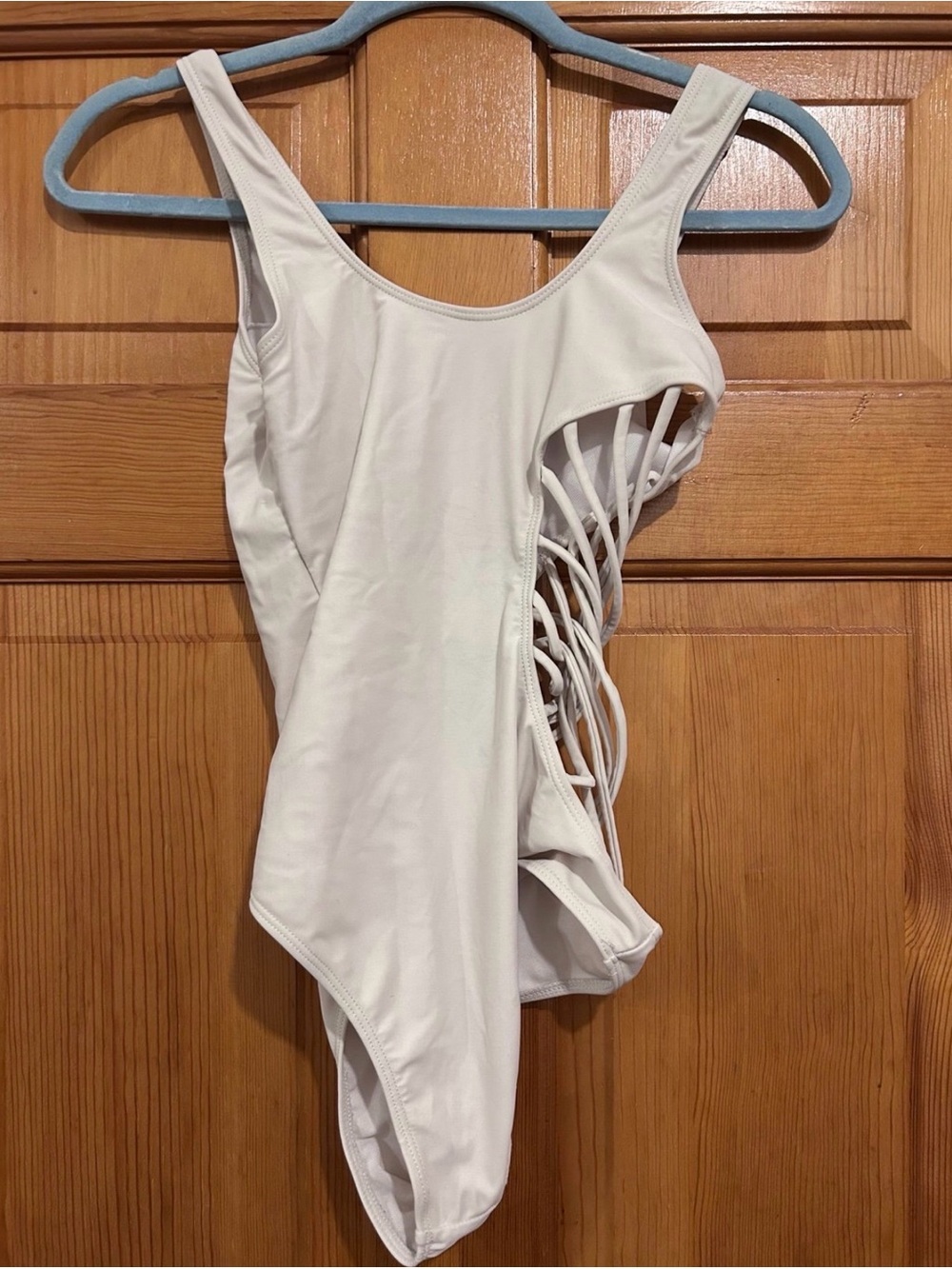 White One-Piece Swimsuit with Side Cutout Straps